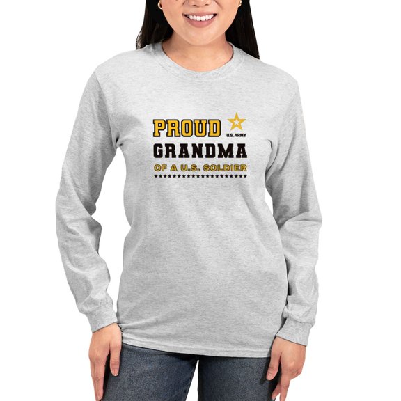 CafePress - Proud Grandma Of A Soldier Black And Gold Long Sleeve T Shirt - Women's Long Sleeve Graphic Casual T-Shirt