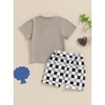 thumbnail image 3 of Suealasg Toddler Boys Mother's Day Clothes Short Sleeve Letters Print T-shirt +Plaid Shorts 1T 2T 3T Baby Summer Casual Outfit, 3 of 8