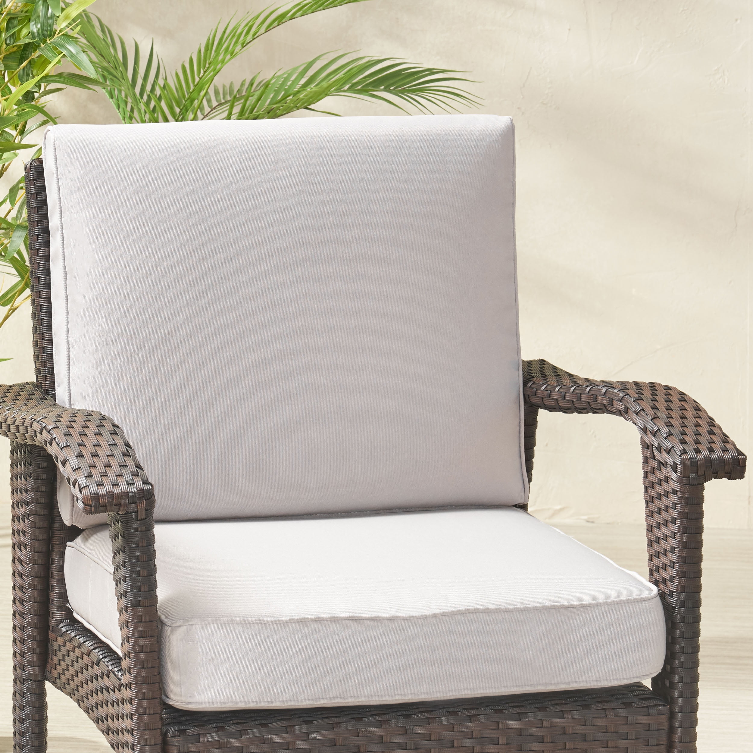 Noble House Hopewell Outdoor Fabric Club Chair Cushions in Silver