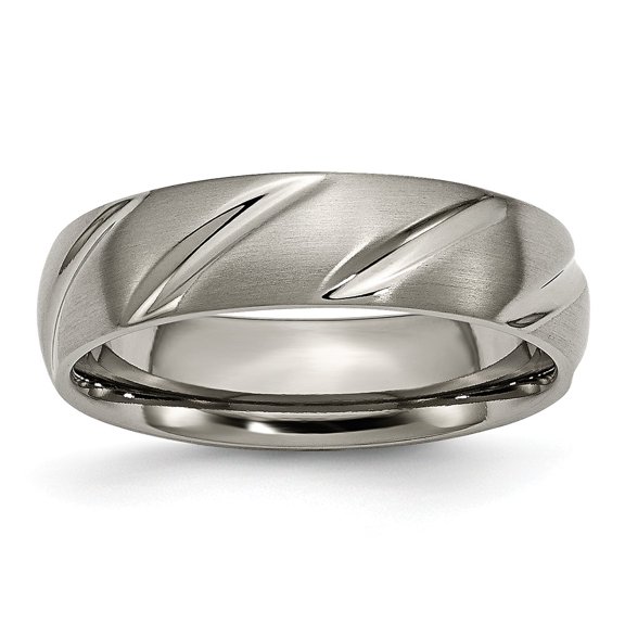 Titanium Swirl Design 6mm Satin Band Size: 12; for Adults and Teens; for Women and Men