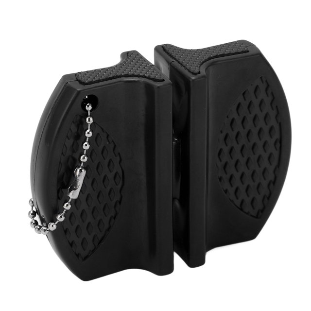 Portable Mini Knife Sharpener, Pocket Knife Sharpener Double Flute Design Multifunctional With Hook Chain For Scissors Black