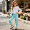 thumbnail image 4 of SGFCWSX Girls Pants Straight Leg Elastic Waist with Pockets Casual Daily Trousers for Kids Blue Size 4 Years, 4 of 9