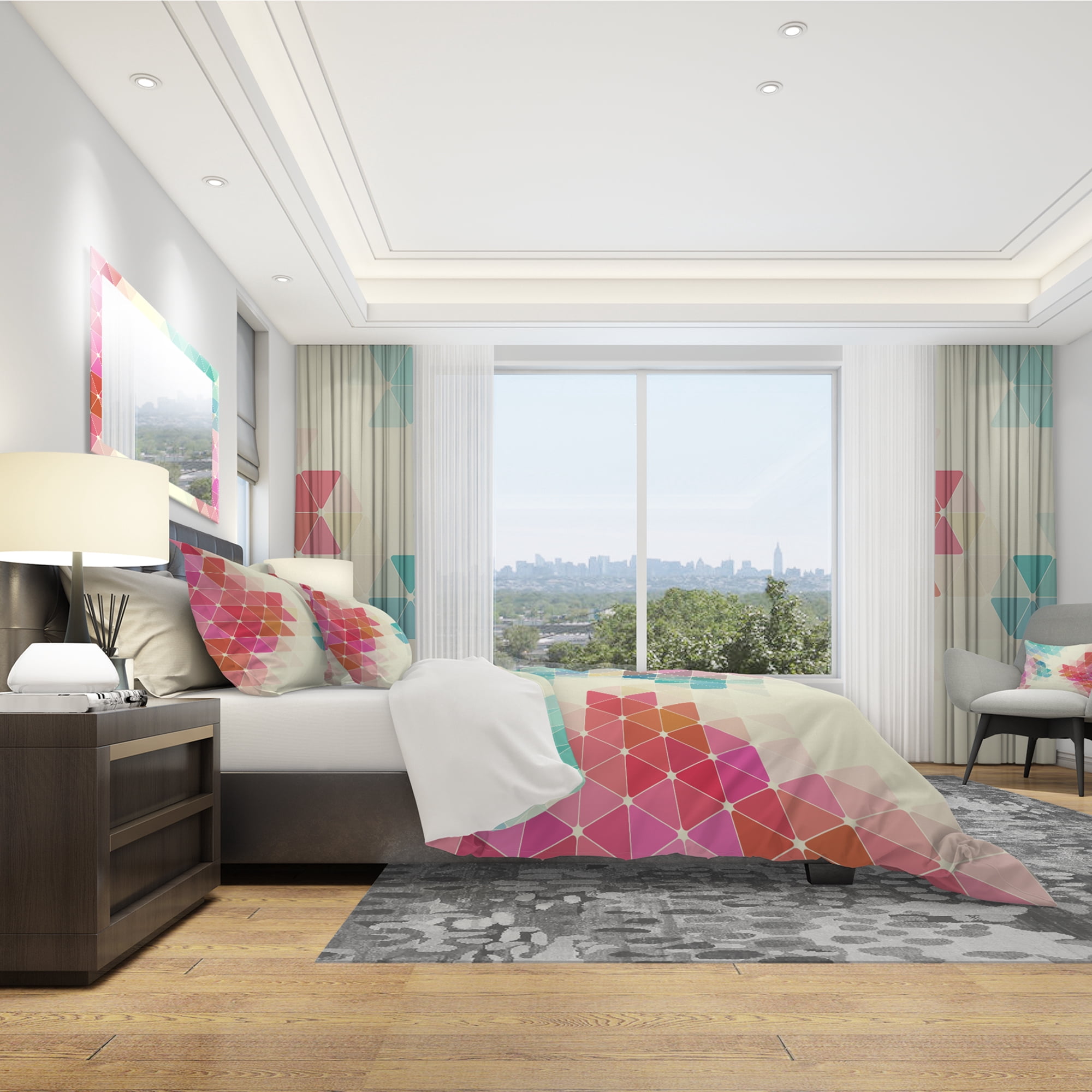 Designart 'Colorful Abstract Geometric Pattern' Modern Duvet Cover Set