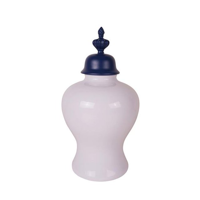 Benzara BM163282 Pot Recouvert de Céramique de Conception Traditionnelle&44; Blanc & Bleu