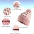thumbnail image 4 of Gorro de punto elástico de invierno para mujer, color rosa, forro de lana gruesa, gorro de lana cálido, acogedor y suave para esquiar y andar en bicicleta, 4 of 5