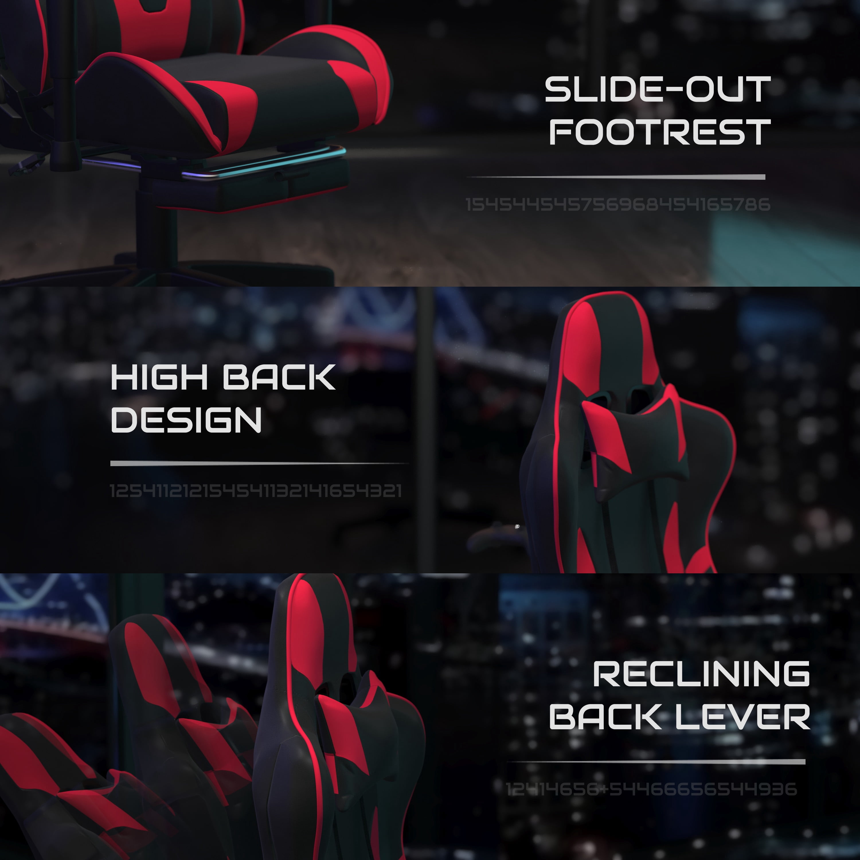 BlackArc Charlie Gaming Desk and Ergonomic Black and Red Faux Leather Gaming Chair Set with Footrest , Detachable Pillow and Headrest