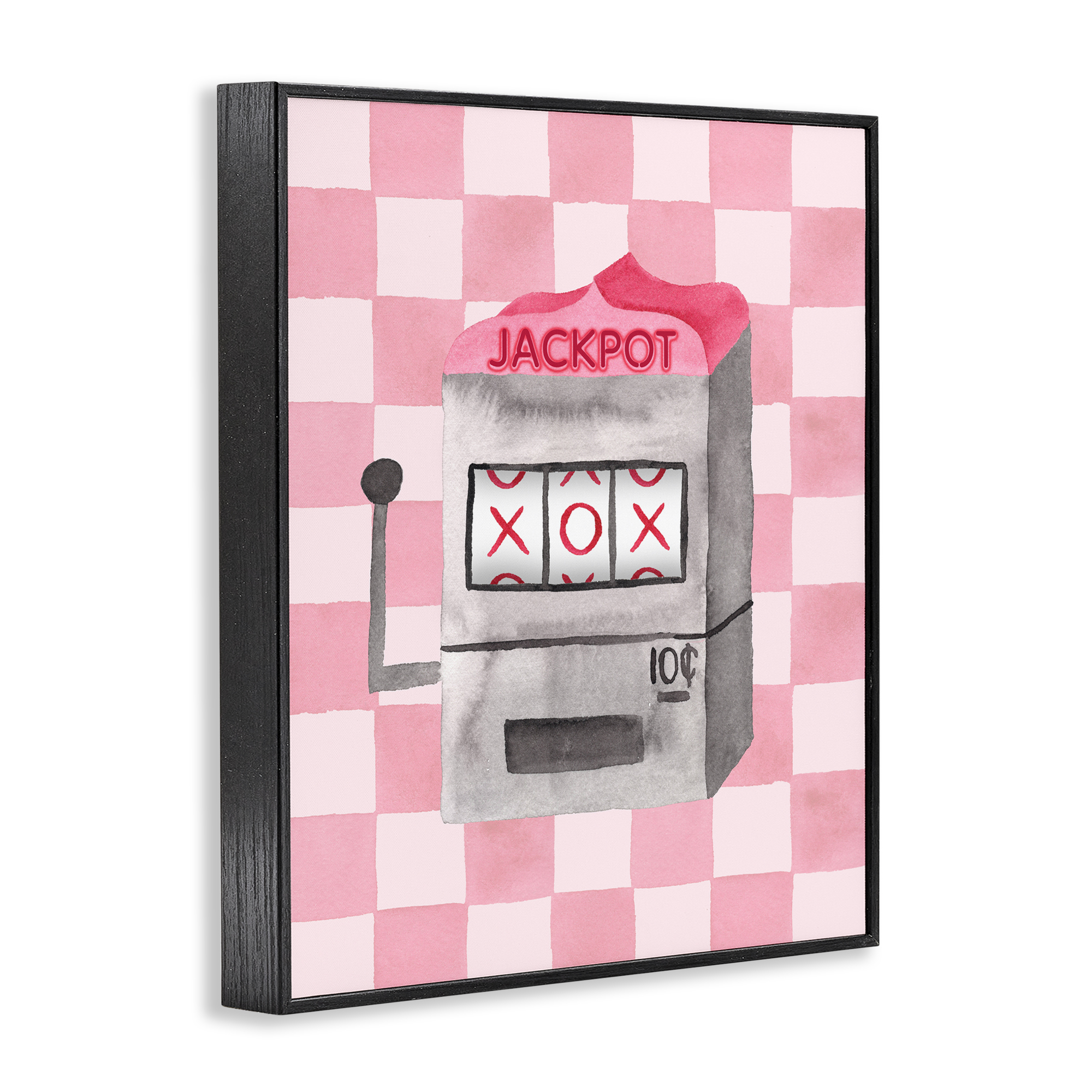 Jackpot Slot Machine Black Framed Giclee Art, design by Nina Jacobs
