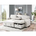 thumbnail image 2 of Beige 2pc Sectional Sofa with Pullout Bed Reversible Storage Chaise Drop-Table USB Ports Modern Living Room L-shape Sofa, 2 of 7