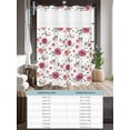 thumbnail image 6 of No Hook Cloth Fabric Shower Curtain with Snap in Liner, Pink Flowers Waterproof Shower Curtains Set with See Through Top Window, Simple Romantic Botanical Floral Leaves Bath Curtains Shower 72"x84", 6 of 6