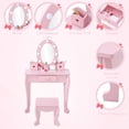 thumbnail image 2 of Kids Vanity Set with Mirror,Kids Vanity Table and Chair Set Girls' Makeup Dressing Table with Lights & Wood Makeup Playset Birthday Christmas Gift for Age 4-9 Years, 2 of 6