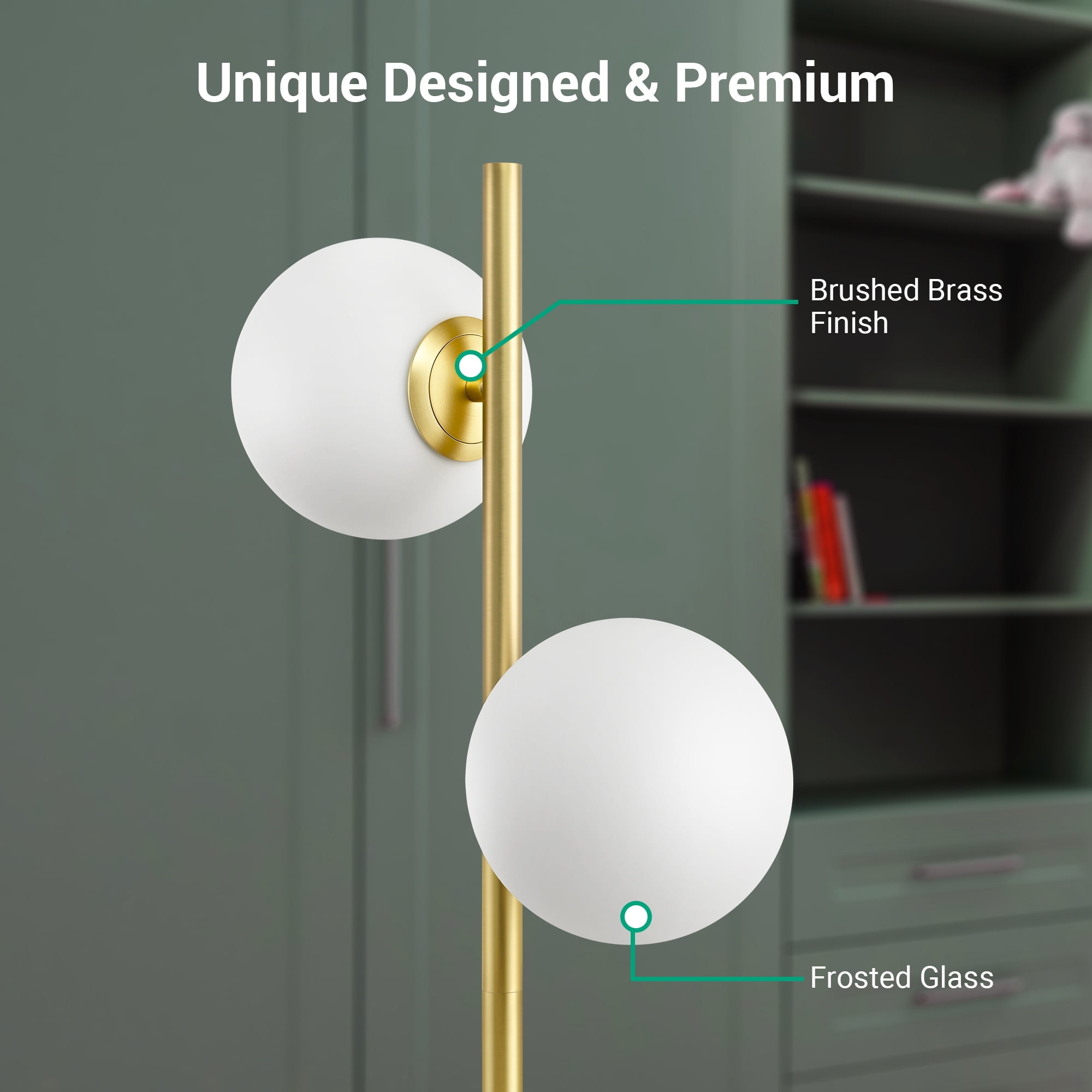 Buy EDISHINE Modern Globe LED Floor Lamp, Dimmable Standing Lamp with 2 ...