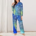 thumbnail image 2 of Vsdgher Peacock Pajamas Set Long Sleeve Sleepwear Womens Button Down Nightwear Pj Sets-XX-Large, 2 of 7