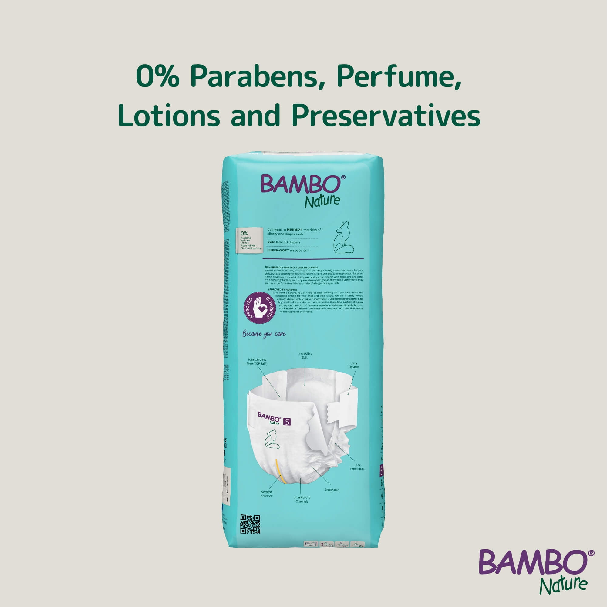 Bambo Nature Hypoallergenic Baby Diapers, Skin Friendly, and Super Absorbent - Size 5 (132 Count)