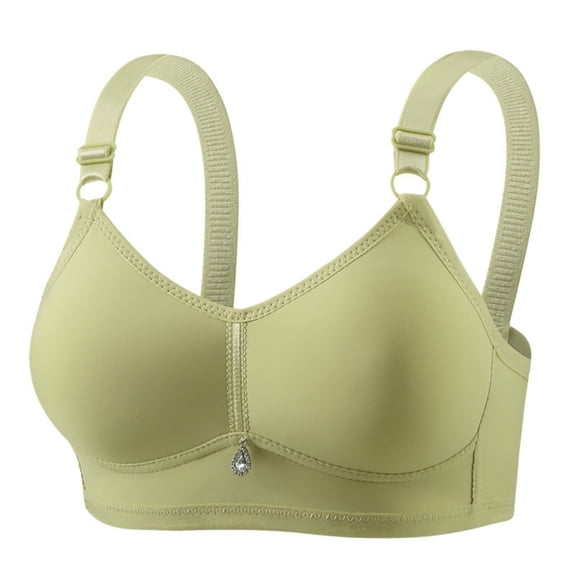 Wireless Seamless Bra for Women Breathable Fixed Cups Solid Lightweight Padded T Shirt Bra Green 44