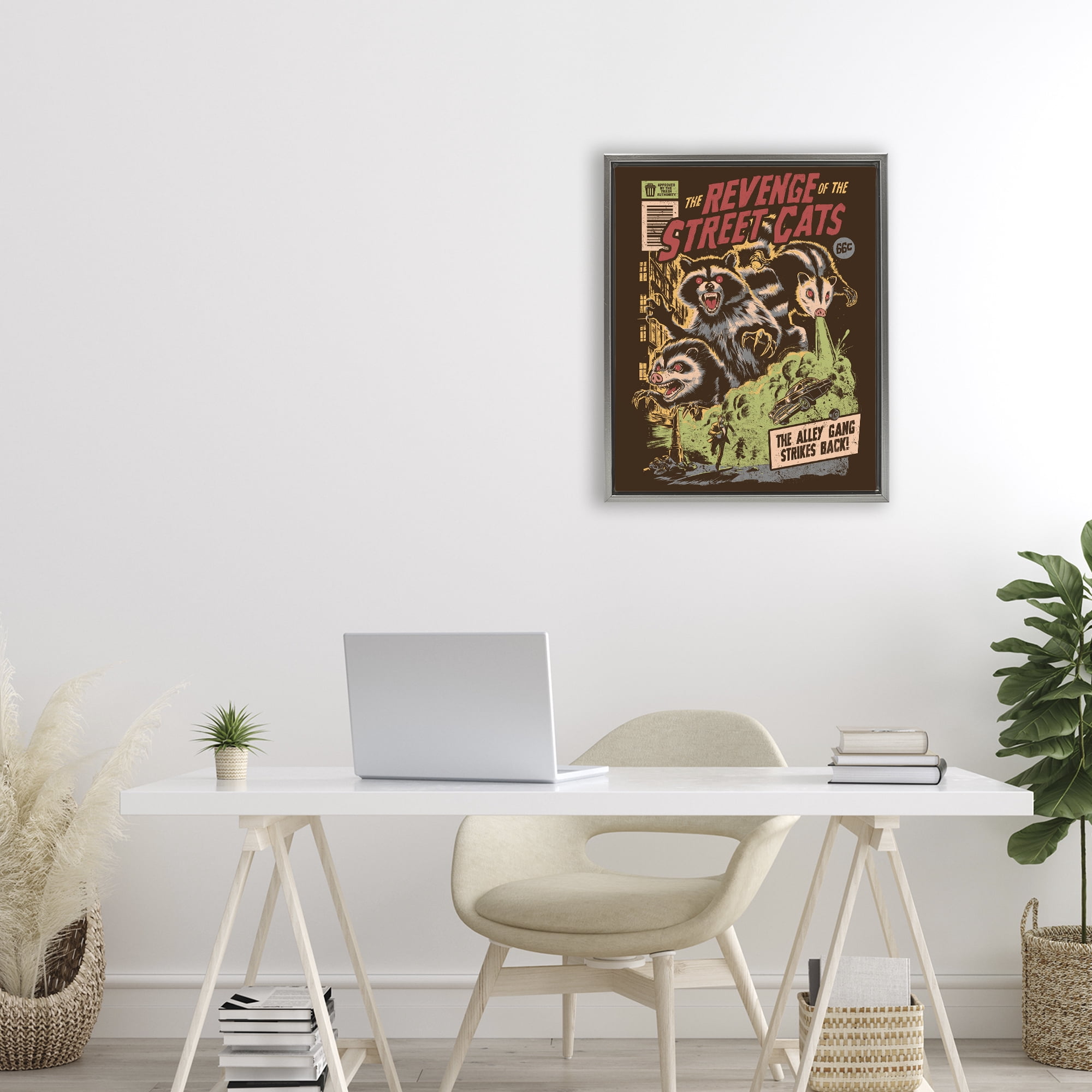 Stupell Industries Revenge Of Street Cats Gray Framed Floater Canvas Wall Art, design by EduEly Designs