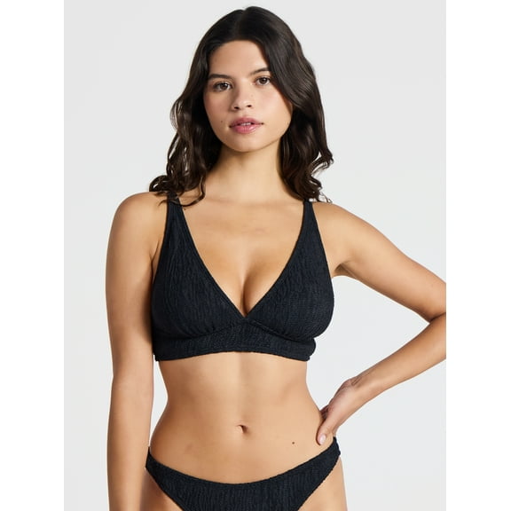 No Boundaries Crinkle Halter Bikini Top, Women’s