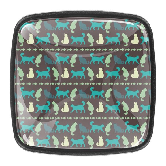 4 Pcs Square Cabinet Handle Cupboard Knob Drawer Pulls Handle Cats Drawer Knobs with Screws Furniture Decoration