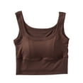 thumbnail image 2 of JMKQLZ Women's Solid Color With Chest Cushion Side Split Bottom Slim High Waist Inner Top, 2 of 6