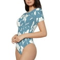 thumbnail image 2 of Daiia Lilies Flowers print Women's Crew Neck Short Sleeve Bodysuit Fashion Tops Fit Casual Basic Extender Bodysuit-X-Large, 2 of 9