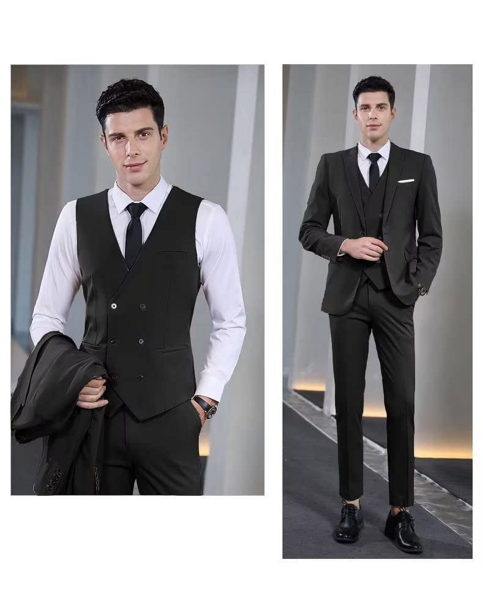 スーツ Double-breasted setup & shirt & tie Men's Double-Breasted Suit Set (Suit, Shirt, Tie) 3-Piece