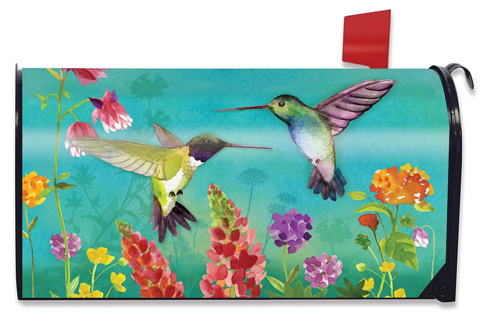 Hummingbird Greeting Spring Large / Oversized Mailbox Cover Floral