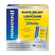 Preparation H Rapid Relief Hemorrhoid Wipes with Lidocaine, Numbing Relief for Swelling, Pain, & Itching - 20 Ct