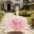 thumbnail image 2 of Dongrere Princess Porch Goose Outfit for 23" Cement Lawn Goose Outfits Crown Necklace Tutu Skirt Feather Trim for Princess Outdoor Garden Lawn Art Decor, 2 of 8