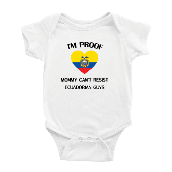 I'm Proof Mommy Can't Resist Ecuadorian Guys Baby Bodysuits Newborn Clothes (White, 3-6 Months)