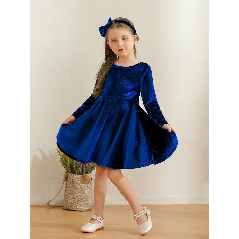 Girls collection blue velvet dress - Official Online Store