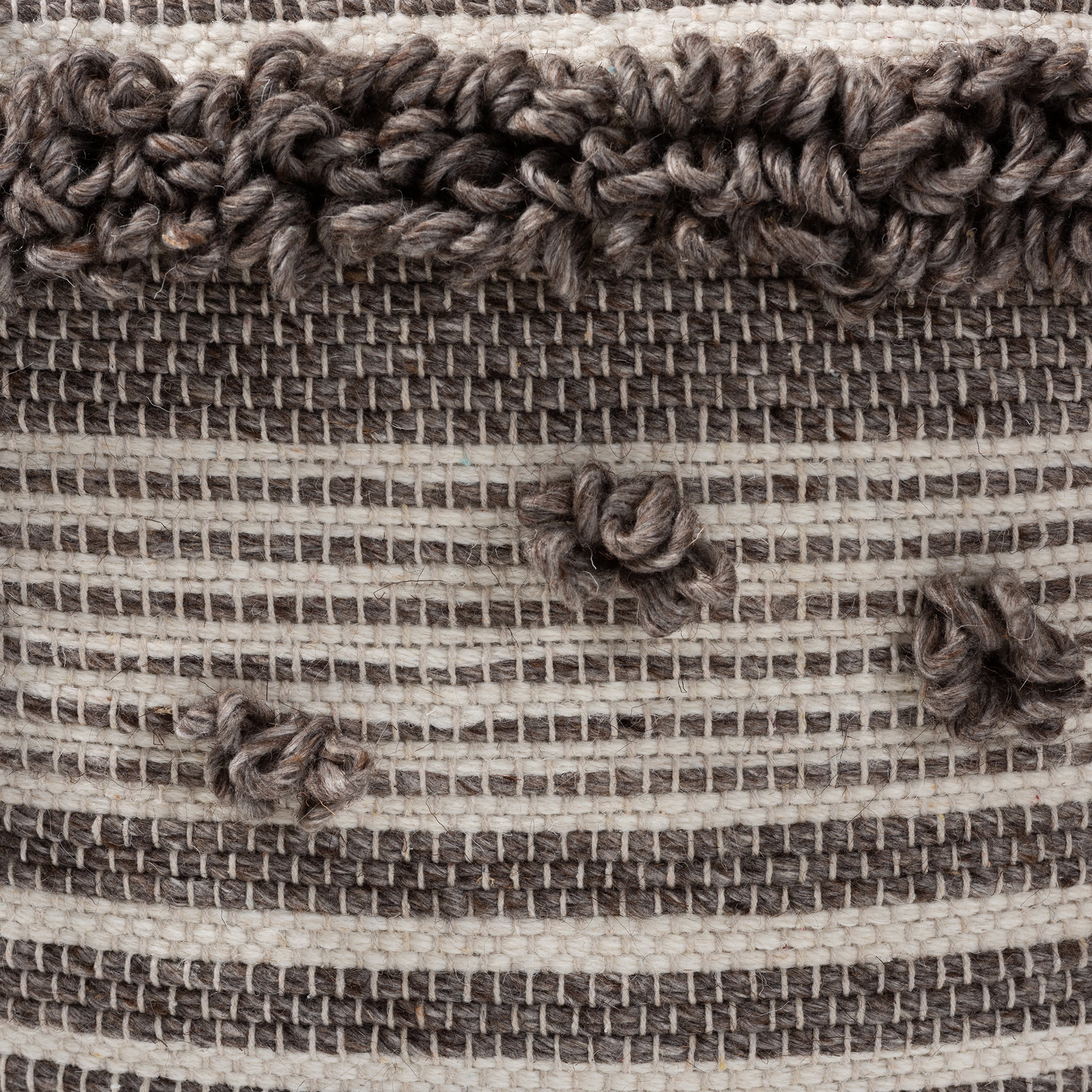 Baxton Studio Eligah Moroccan Inspired Ivory and Brown Handwoven Wool Pouf Ottoman