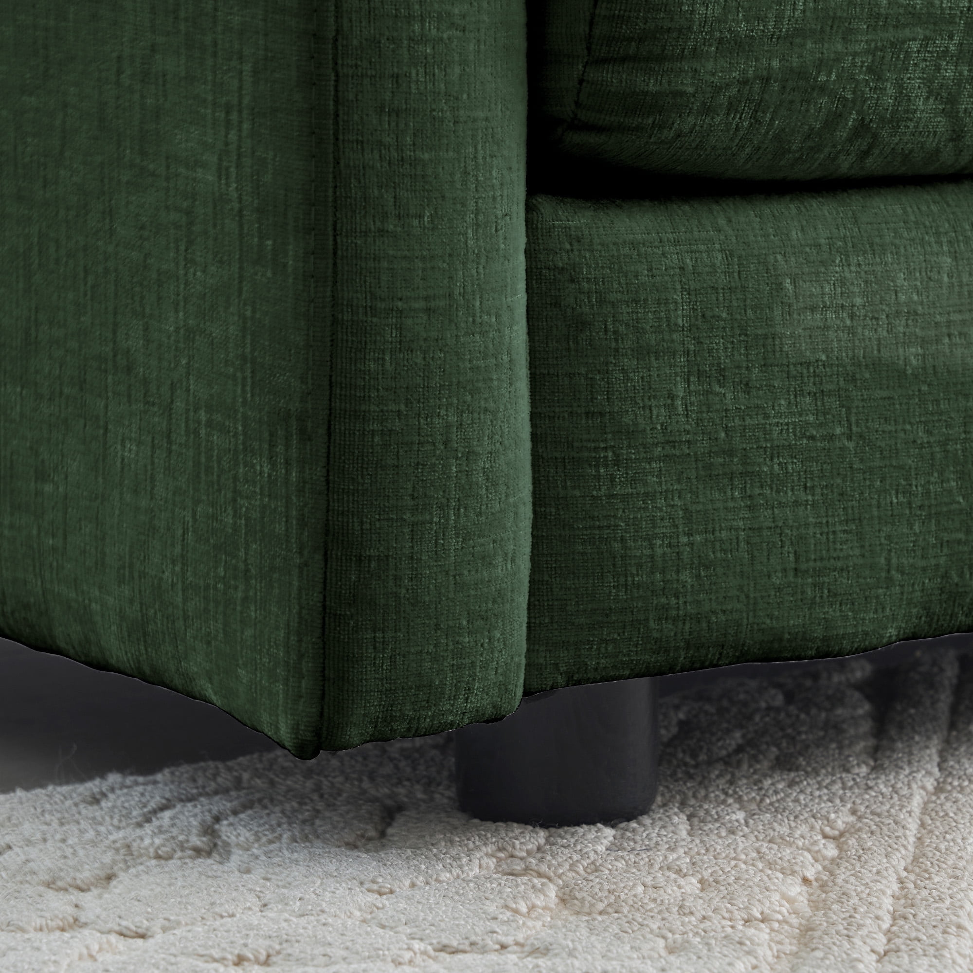 Chenille Fabric Ottomans Footrest to Combine with 2 Seater Sofa, 3 Seater Sofa and 4 Seater Sofa, Green Chenille