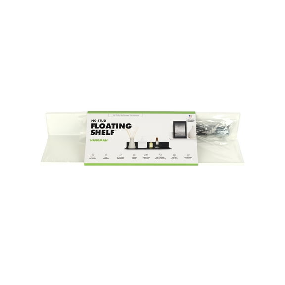 Hangman No Stud Floating Shelf - 18" - White - Aluminum - Level and Hardware Included - No Drills or Anchors Needed