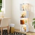 thumbnail image 3 of 5-Tier S-Shaped Geometric Bookshelf with LED Light, 3 Color Temperatures,Modern Open Shelving, Touch & Remote Control, Wooden S-Shape Storage Display Unit for Home Office,White, 3 of 11