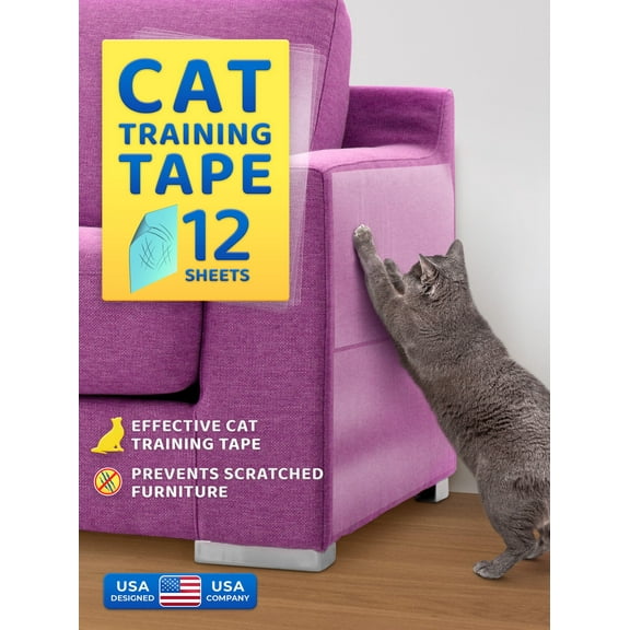 Cat Scratch Training Tape Sheets (12 Pcs), Furniture Couch Protector Deterrent Tape by KapStrom