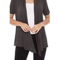 thumbnail image 6 of Women's Short Sleeve Open Front Cardigan Solid Draped Casual Design, 6 of 6