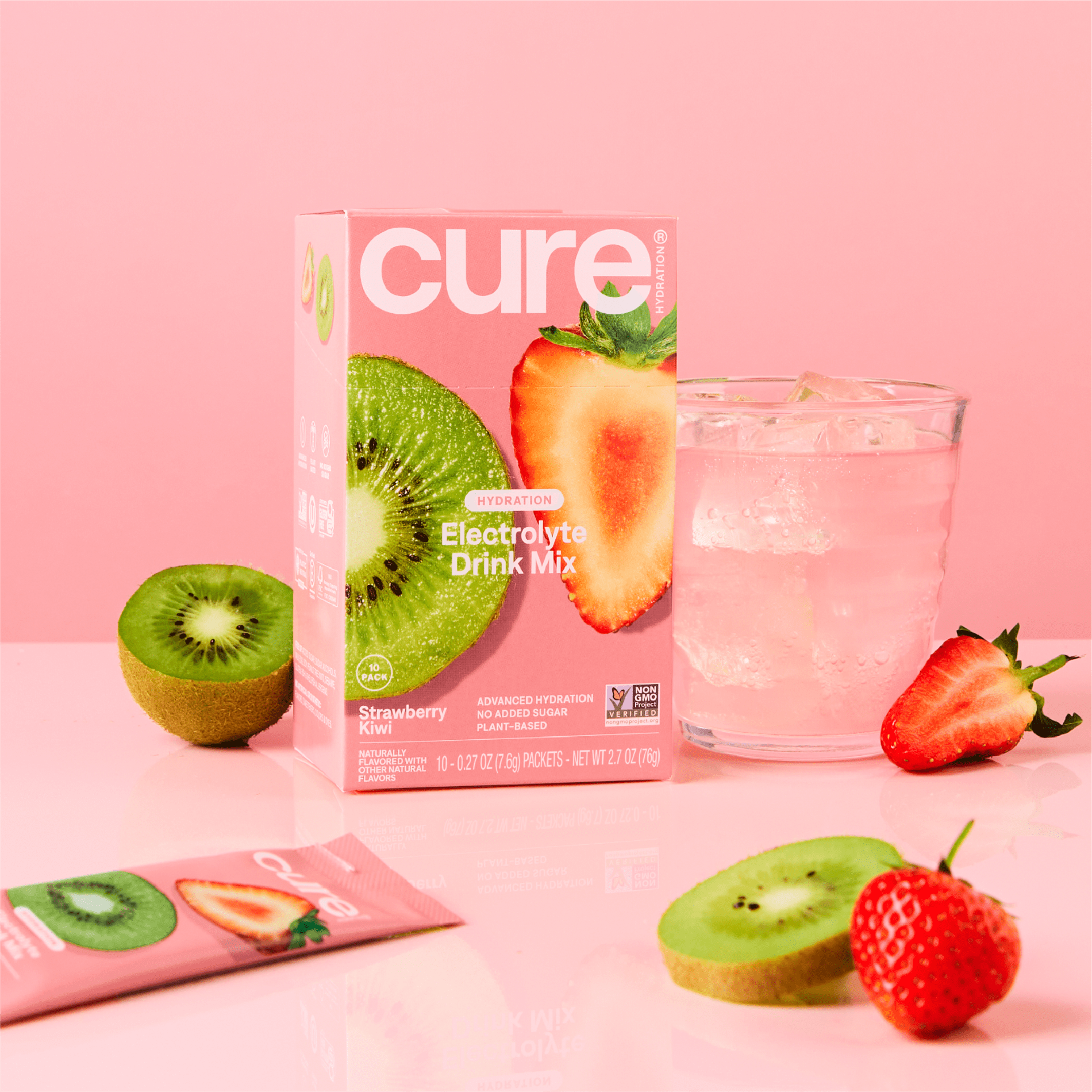 Cure Hydration Flavored Coconut Water Electrolyte Drink Mix, 10 Count, Strawberry Kiwi, FSA and HSA eligible