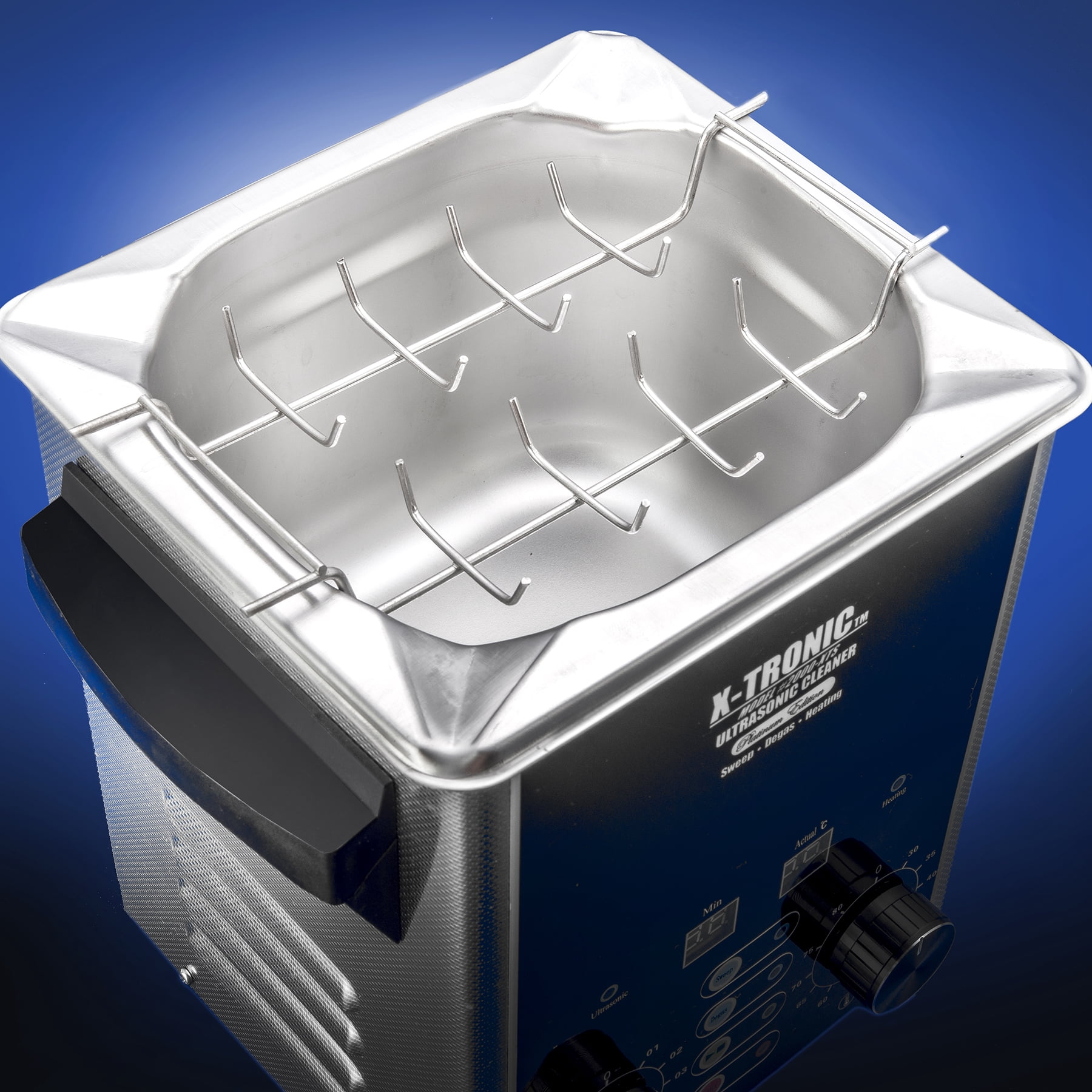 X-Tronic 2000-XTS 2L Stainless Steel Ultrasonic Cleaner with Sweep & Degas, Time/Temp Display & Accessories