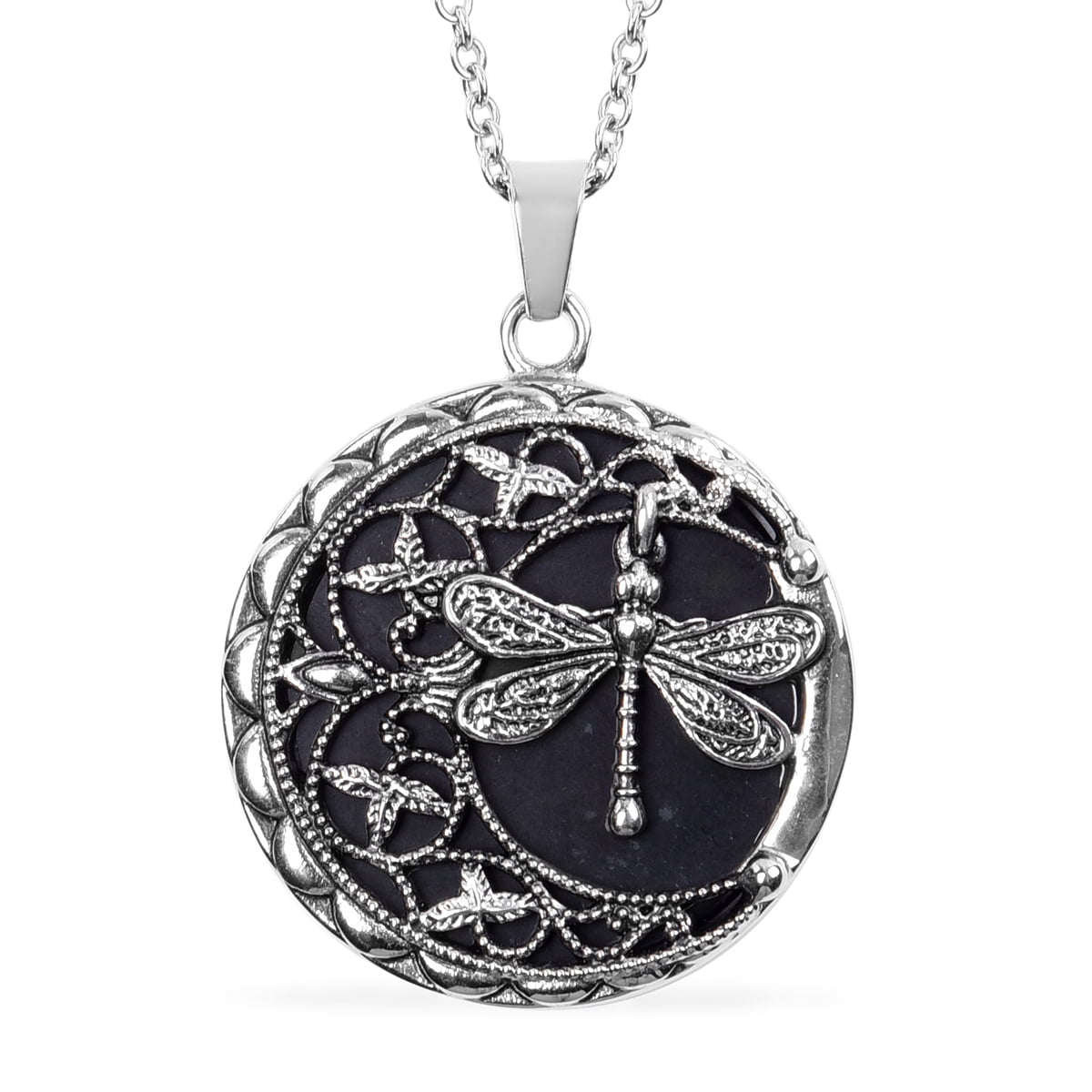 925 Sterling Silver Agate Flower Shape Pendant Necklace Women Fashion Jewelry