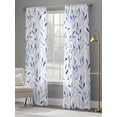 thumbnail image 5 of Blue Leaf Semi Sheer Curtains 108 Inch Length 2 Panels Set, Modern Botanical Foliage Plant Country Flower Sheer Kitchen Curtain Privacy Voile Window Curtain for Living Room Bedroom Rod Pocket Drapes, 5 of 7