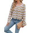 thumbnail image 4 of xiaxaixu Pull Tricoté pour Femmes Manches Longues Col Rond Creusé Vague Automne Mode Urbaine, 4 of 9