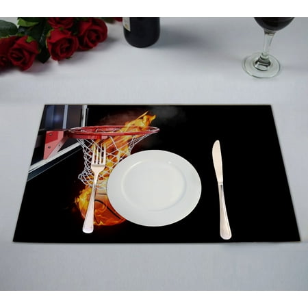 - GCKG Flaming Basketball Table Placemat 12x18 Inch Set of 2