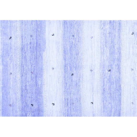 Ahgly Company Machine Washable Indoor Rectangle Solid Blue Modern Area Rugs, 8' x 10'