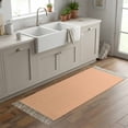 thumbnail image 6 of Area Rug with Tassels 2' x 5', Peach Pink Watercolor Kitchen Runner Rug for Hallway Bedroom Throw Rugs, Solid Color Soft Door Mat for Bathroom Entrance Living Room, 6 of 9