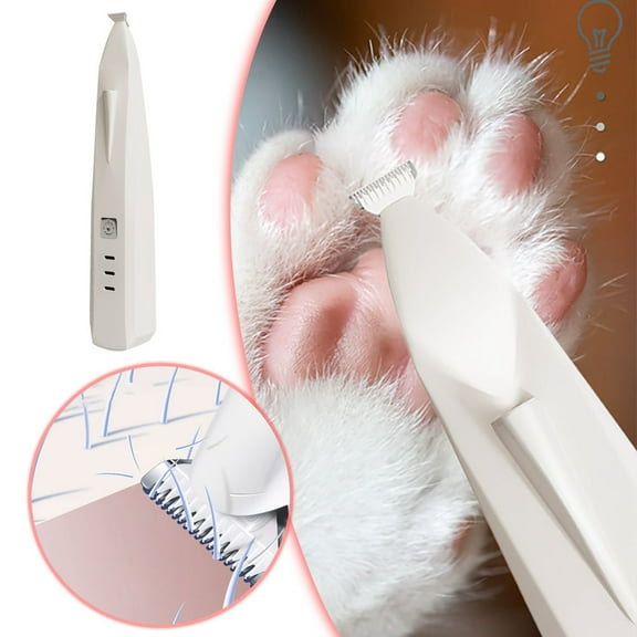 Cat Paw Trimmer for Grooming – Cordless Electric Pet Clippers with LED Light, Rechargeable Low Noise Small Pet Shaver for Face, Eyes, Ears, Paws, and Rump,(White)