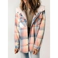 thumbnail image 2 of Womens Plaid Shacket Jacket Long Sleeve Button Down Fleece Hooded Jackets Warm Coat, 2 of 6