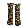 thumbnail image 2 of Athletic Socks Gold Glitter Stars Pattern Sport Running Calf Socks Crew Socks for Men Women, 2 of 7
