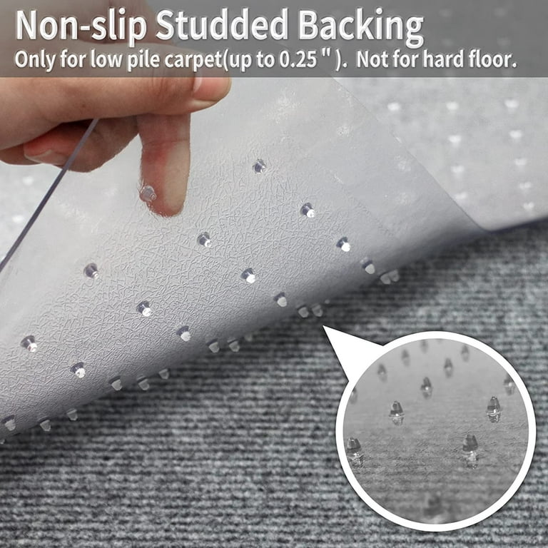 FreeLung Chair Mat for Carpeted Floor 48''×36'' ft Clear PVC Protector  Floor Mat with Lip 