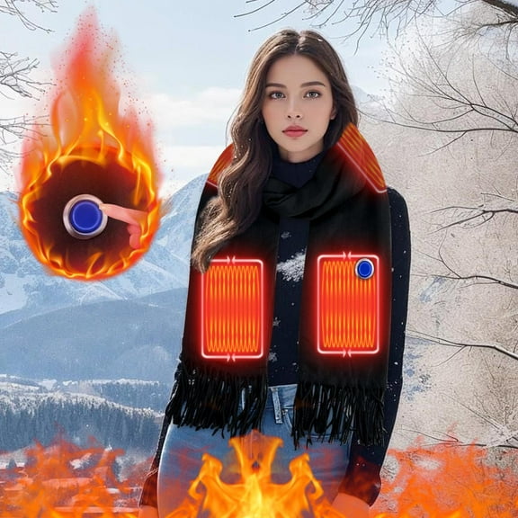 PATLOLLAV Winter Heating Scarf,Usb Electrics Scarf,Black Heated Scarf for Men/Women USB Rechargeable Heated Scarf,3 Levels Adjustable,Heated Neck Wrap Warmer Heating Pad