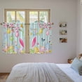 thumbnail image 3 of Happy Easter Tier Curtains 54 Inch Length, Spring Bunny Eggs Flower Teal Wood Grain Cafe Short Curtains for Bathroom Over Sink, Small Kitchen Curtain Light Filtering Drapes 2 Panels 27.5"Wx54"L, 3 of 8