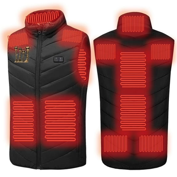 Heated Vest for Unisex Men Women Heated Gilet USB Charging Electric Heated Body Warmer with 3 Adjustable Temperature Black XXXL
